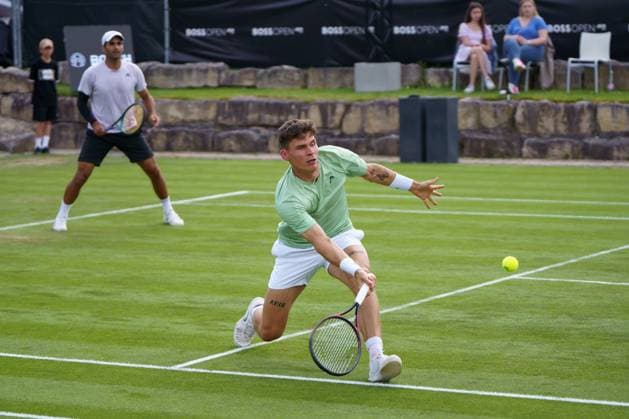 BOSS Open ATP, Tennis Herren 250 2024; Stuttgart, 10.06.2024 Benjamin Hassan (DEU, Deutschland), Daniel Masur (DEU, Deutschland); Erste Runde BOSS Open 2024, ATP 250, Anlage des TC Weissenhof am 10.06.2024, Stuttgart. Copyright: xBEAUTIFULxSPORTSx Pajonkx