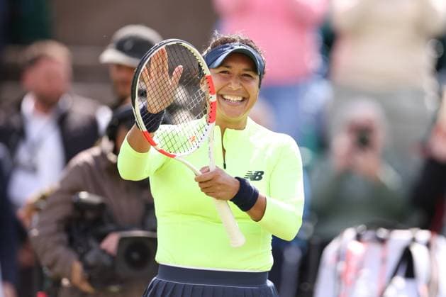 Heather Watson celebrates her 1st round win on Centre Court against Kayla Day. Rothesay Open Nottingham, Day 1, Tennis, Lexus Nottingham Tennis Centre, Nottingham, UK - 10 June 2024  Copyright: xRyanxBrowne Shutterstockx 14523726cc