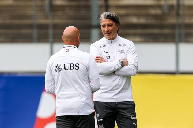 Murat Yakin (Swiss, Schweiz, Coach, Trainer) GER, Training Fussball Herren Nationalmannschaft Schweiz, Swiss, UEFA Fussball Europameisterschaft 2024 DFB DFL REGULATIONS PROHIBIT ANY USE OF PHOTOGRAPHS AS IMAGE SEQUENCES AND OR QUASI-VIDEO GER, Training Fussball Herren Nationalmannschaft Schweiz, Swiss, UEFA Fussball Europameisterschaft 2024 Stuttgart Copyright: xEibner-Pressefoto RogerxBuerkex EP