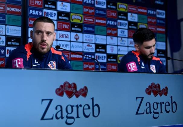 Croatia EURO 2024 press conference, PK, Pressekonferenz Nikola Vlasic and Josip Sutalo of Croatia speak during a Croatia national team, Nationalteam press conference at UEFA EURO, EM, Europameisterschaft,Fussball 2024 Croatia base camp in Neuruppin, Germany on June 10, 2024. MarkoxLukunic PIXSELL