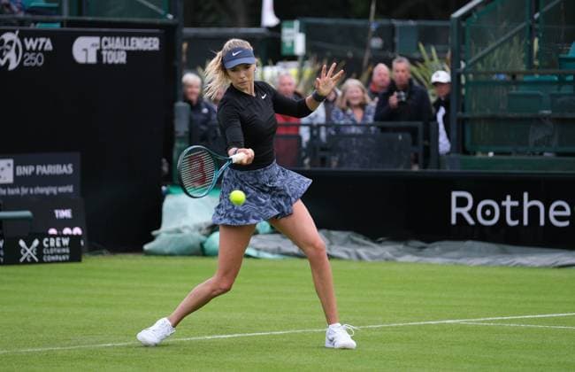 10th June 2024; Lexus Nottingham Tennis Centre, Nottingham, England; Rothesay Nottingham Open, Day 1; Katie Boulter plays a forehand shot to Harriet Dart, womens singles  ActionPlus12653122 PaulxBonser