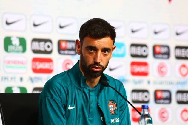 Portugal Lissabon , Fussball Nationalmannschaft, Selecao,10.06.2024 , Pressekonferenz für das Freundschaftsspiel Portugal - Irland ,Vorbereitungsspiel zur Europameisterschaft 2024 , Bruno Fernandes (Portugal) Copyright: FernandoxSoares