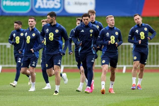 Che Adams of Scotland during the training session Scotland Training Session and press conference, PK, Pressekonferenz UEFA European Championship, EM, Europameisterschaft 2024, Group A Football, Stadion am Groben, Garmisch-Partenkirchen, Germany, 11 Jun 2024 EDITORIAL USE ONLY No use with unauthorised audio, video, data, fixture lists, club league logos or live services. Online in-match use limited to 120 images, no video emulation. No use in betting, games or single club league player publications. Copyright: xPaulxCurrie Shutterstockx 14523736d