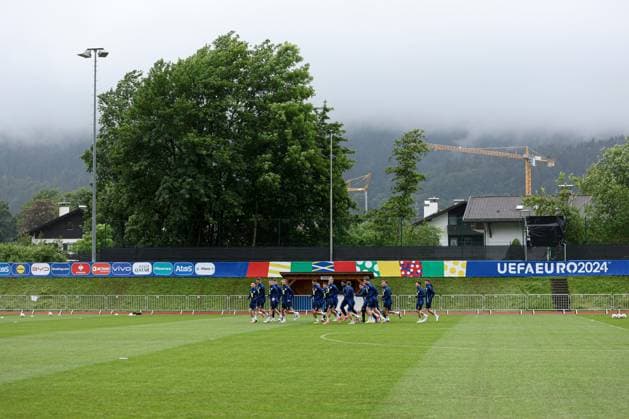 Scotland during the training session Scotland Training Session and press conference, PK, Pressekonferenz UEFA European Championship, EM, Europameisterschaft 2024, Group A Football, Stadion am Groben, Garmisch-Partenkirchen, Germany, 11 Jun 2024 EDITORIAL USE ONLY No use with unauthorised audio, video, data, fixture lists, club league logos or live services. Online in-match use limited to 120 images, no video emulation. No use in betting, games or single club league player publications. Copyright: xPaulxCurrie Shutterstockx 14523736p