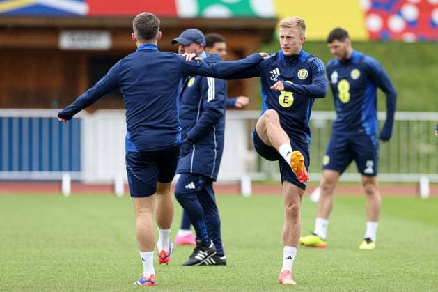 Ross McCrorie of Scotland during the training session Scotland Training Session and press conference, PK, Pressekonferenz UEFA European Championship, EM, Europameisterschaft 2024, Group A Football, Stadion am Groben, Garmisch-Partenkirchen, Germany, 11 Jun 2024 EDITORIAL USE ONLY No use with unauthorised audio, video, data, fixture lists, club league logos or live services. Online in-match use limited to 120 images, no video emulation. No use in betting, games or single club league player publications. Copyright: xPaulxCurrie Shutterstockx 14523736w