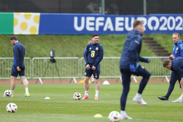 Scotland Training Session and press conference, PK, Pressekonferenz UEFA European Championship, EM, Europameisterschaft 2024, Group A Football, Stadion am Groben, Garmisch-Partenkirchen, Germany, 11 Jun 2024 EDITORIAL USE ONLY No use with unauthorised audio, video, data, fixture lists, club league logos or live services. Online in-match use limited to 120 images, no video emulation. No use in betting, games or single club league player publications. Copyright: xPaulxCurrie Shutterstockx 14523736am