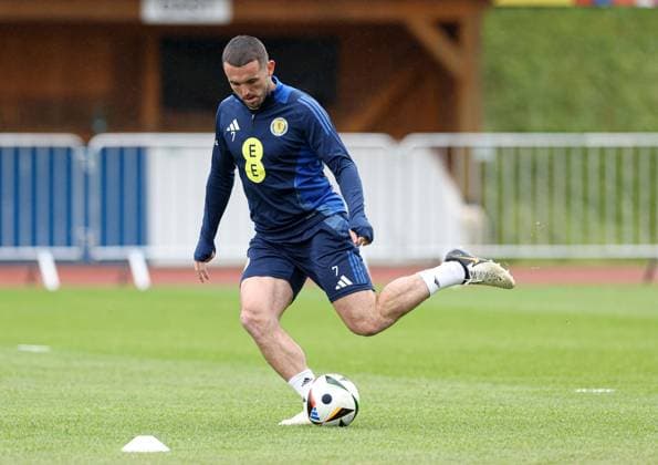 John McGinn of Scotland during the training session Scotland Training Session and press conference, PK, Pressekonferenz UEFA European Championship, EM, Europameisterschaft 2024, Group A Football, Stadion am Groben, Garmisch-Partenkirchen, Germany, 11 Jun 2024 EDITORIAL USE ONLY No use with unauthorised audio, video, data, fixture lists, club league logos or live services. Online in-match use limited to 120 images, no video emulation. No use in betting, games or single club league player publications. Copyright: xPaulxCurrie Shutterstockx 14523736al