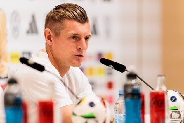 Trainingslager Vorbereitung UEFA EURO 2024 Deutschland; 11.06.2024 Toni Kroos (Deutschland, 8) Trainingslager Vorbereitung UEFA EURO 2024 Deutschland - Pressekonferenz; HerzoBase, Herzogenaurach am 11.06.2024 Copyright: xBEAUTIFULxSPORTS Wunderlx