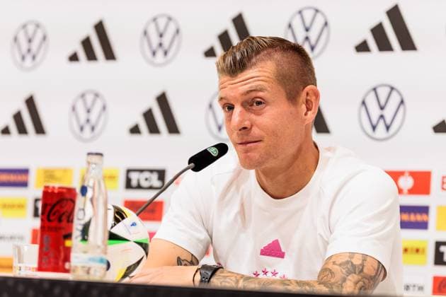 Trainingslager Vorbereitung UEFA EURO 2024 Deutschland; 11.06.2024 Toni Kroos (Deutschland, 8) Trainingslager Vorbereitung UEFA EURO 2024 Deutschland - Pressekonferenz; HerzoBase, Herzogenaurach am 11.06.2024 Copyright: xBEAUTIFULxSPORTS Wunderlx