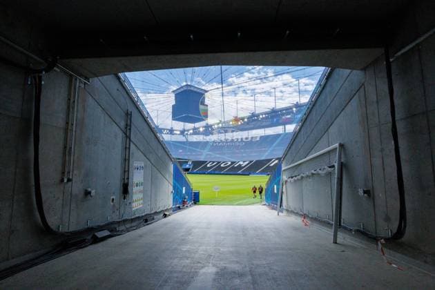 Stadium Open Media Day; Arena Frankfurt, 11.06.2024 Blick durch den Tunnel zwischen Haupttribüne und Westkurve auf das Arena Innere; Stadium Open Media Day; Arena Frankfurt, 11.06.2024 Copyright: xBEAUTIFULxSPORTS Hahnex