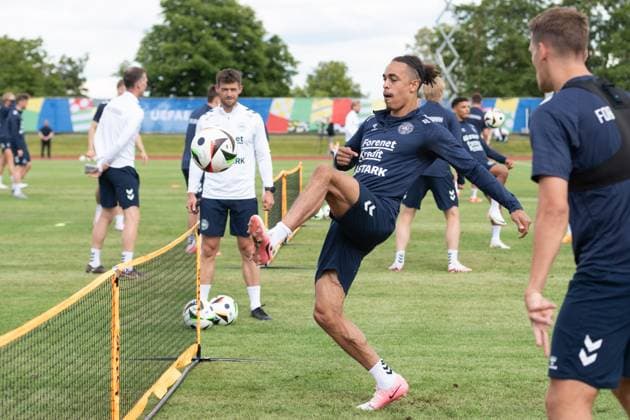 EURO 2024, Nationalteam Dänemark, Training Yussuf Yurary Poulsen (Daenemark, 20) Oeffentliches Training Nationalmannschaft Daenemark, UEFA Fussball Europameisterschaft 2024, Herren, EM 2024, GER, 11.06.2024, Oeffentliches Training Nationalmannschaft Daenemark, UEFA Fussball Europameisterschaft 2024, Herren, EM 2024, GER, 11.06.2024 Freudenstadt Copyright: xEibner-Pressefoto WolfgangxFrankx EP_WFK