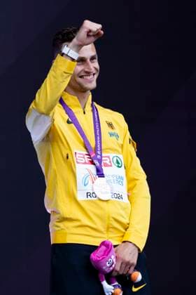ATHLETICS - European Athletics Championships ROME,ITALY,11.JUN.24 - ATHLETICS - European Athletics Championships,medal ceremony. Image shows Karl Bebendorf (GER). keywords: medal.  GEPAxpictures xPatrickxSteiner