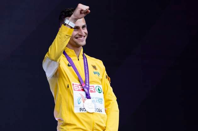 ATHLETICS - European Athletics Championships ROME,ITALY,11.JUN.24 - ATHLETICS - European Athletics Championships,medal ceremony. Image shows Karl Bebendorf (GER). keywords: medal.  GEPAxpictures xPatrickxSteiner
