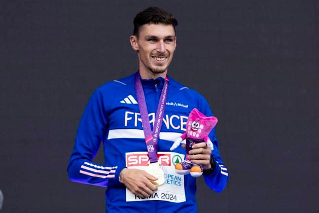 ATHLETICS - European Athletics Championships ROME,ITALY,11.JUN.24 - ATHLETICS - European Athletics Championships,medal ceremony. Image shows Alexis Miellet (FRA). keywords: medal.  GEPAxpictures xPatrickxSteiner