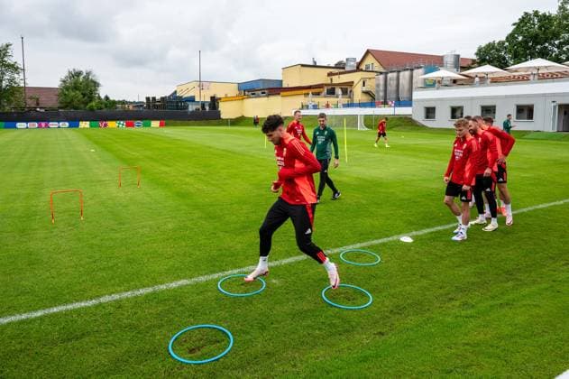 EURO 2024, Nationalteam Ungarn, Training Koordinationsuebungen GER, Training Ungarische Nationalmannschaft, Fussball, UEFA EURO, EM, Europameisterschaft,Fussball 2024, 11.06.2024 GER, Training Ungarische Nationalmannschaft, Fussball, UEFA Euro 2024, 11.06.2024 Weiler im Allgaeu Copyright: xEibner-Pressefoto FlorianxWolfx EP_FWF