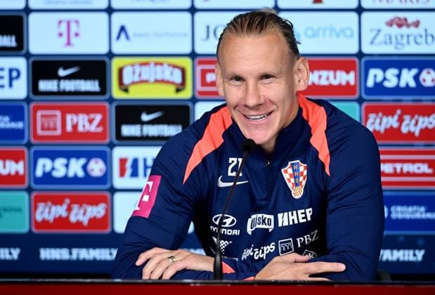 EURO 2024, Nationalteam Kroatien, Pressekonferenz Croatia EURO 2024 press conference, PK, Pressekonferenz Domagoj Vida of Croatia speak during a Croatia national team, Nationalteam press conference at UEFA EURO, EM, Europameisterschaft,Fussball 2024 Croatia base camp in Neuruppin, Germany on June 11, 2024. MarkoxLukunic PIXSELL