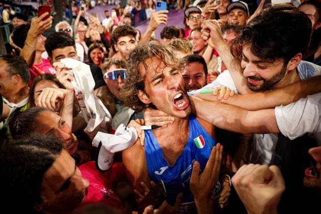 Bilder des Jahres 2024, Sport 06 Juni Sport Themen der Woche KW24 Sport Bilder des Tages European Athletics Championships Rome 2024 - day 5 ROME, ITALY - JUNE 11 : Tamberi Gianmarco (ITA) celebrates after winning the high jump men final on day 5 of the Roma 2024 European Athletics Championships on June 11, 2024 in Rome, Italy, 11 06 2024  Copyright: xTomasxSiskx