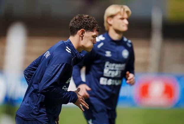 Andreas Christensen and Kasper Dolberg during Denmarks national soccer team s training in Freudenstadt, Germany, Wednesday June 12, 2024 , Freudenstadt Tyskland Copyright: Ritzau Scanpix LiselottexSabroex spdk20240612-112928-L