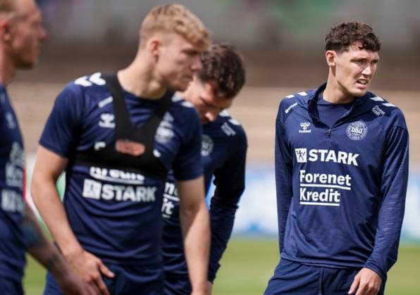 Andreas Christensen and Rasmus Hoejlund during Denmarks national soccer team s training in Freudenstadt, Germany, Wednesday June 12, 2024 , Freudenstadt Tyskland Copyright: Ritzau Scanpix LiselottexSabroex spdk20240612-113114-L