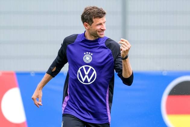 Thomas Müller (Deutschland , 13) Gestik, Mimik, GER, DFB, Training, Fussball Herren Nationalmannschaft Deutschland, UEFA Fussball Europameisterschaft 2024, Herzogenaurach 12.06.2024. GER, DFB, Training, Fussball Herren Nationalmannschaft Deutschland, UEFA Fussball Europameisterschaft 2024, Herzogenaurach 12.06.2024. Herzogenaurach Copyright: xEibner-Pressefoto FlorianxWieganx EP_FWD