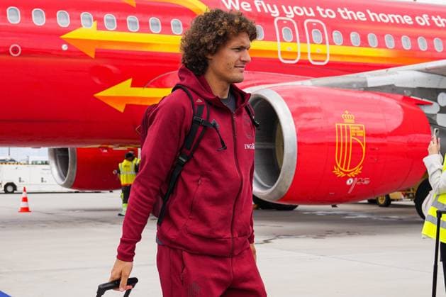 Belgium Media Activities UEFA EURO, EM, Europameisterschaft,Fussball 2024 12 06 2024 LUDWIGSBURG, GERMANY - JUNE 12 : Faes Wout defender of Belgium pictured during arrival at the UEFA Euro 2024 European Football Championship tournament on June 12, 2024 in Ludwigsburg, Germany, 12 06 2024 Ludwigsburg Germany  Copyright: xRoyalxBelgianxFootballxAssociationx