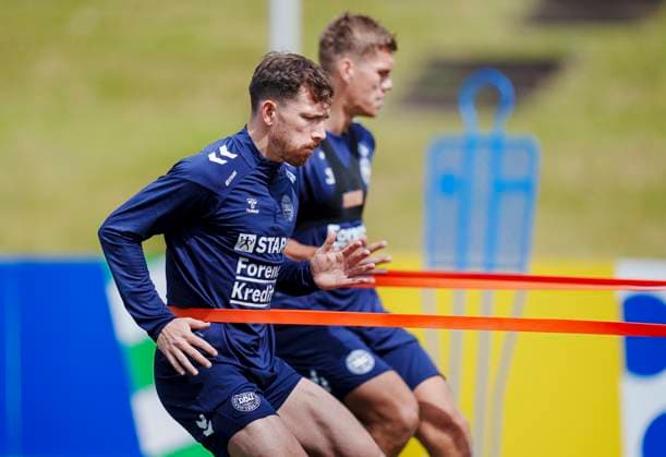 Pierre Emile Hoejbjerg and Jannik Vestergaard during Denmarks national soccer team s training in Freudenstadt, Germany, Wednesday June 12, 2024 , Freudenstadt Tyskland Copyright: Ritzau Scanpix LiselottexSabroex spdk20240612-120514-L