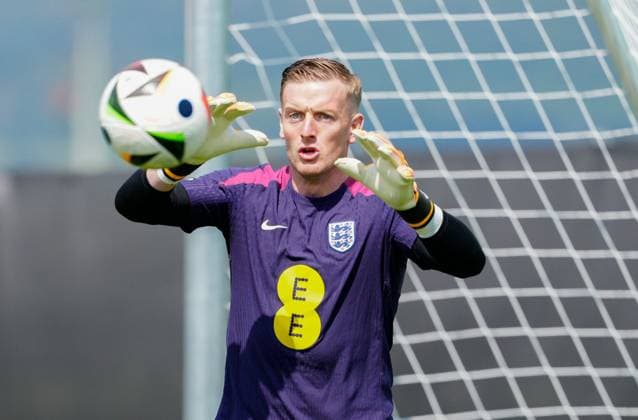 Goalkeeper Jordan Pickford of England England Training Session and press conference, PK, Pressekonferenz UEFA European Championship, EM, Europameisterschaft 2024, Group C, Football, Spa & Golf Resort Weimarer Land, Blankenhain, Germany, 12 Jun 2024 EDITORIAL USE ONLY No use with unauthorised audio, video, data, fixture lists, club league logos or live services. Online in-match use limited to 120 images, no video emulation. No use in betting, games or single club league player publications.  Copyright: xDavexShopland Shutterstockx 14523751bg