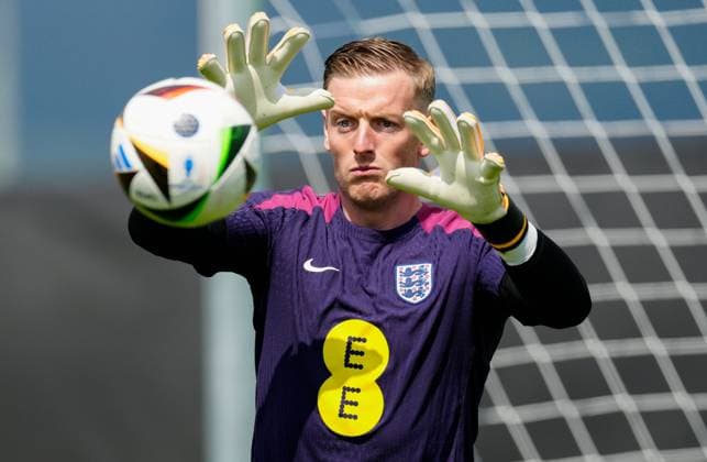 Goalkeeper Jordan Pickford of England England Training Session and press conference, PK, Pressekonferenz UEFA European Championship, EM, Europameisterschaft 2024, Group C, Football, Spa & Golf Resort Weimarer Land, Blankenhain, Germany, 12 Jun 2024 EDITORIAL USE ONLY No use with unauthorised audio, video, data, fixture lists, club league logos or live services. Online in-match use limited to 120 images, no video emulation. No use in betting, games or single club league player publications.  Copyright: xDavexShopland Shutterstockx 14523751bh