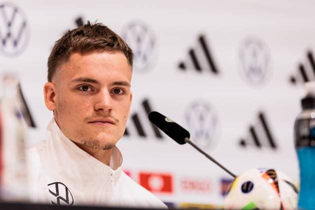 Trainingslager Vorbereitung UEFA EURO 2024 Deutschland; 12.06.2024 Florian Wirtz (Deutschland, 17) Trainingslager Vorbereitung UEFA EURO 2024 Deutschland - Pressekonferenz; HerzoBase, Herzogenaurach am 12.06.2024 Copyright: xBEAUTIFULxSPORTS Wunderlx