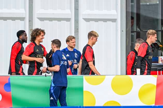 Belgium Media Activities UEFA EURO, EM, Europameisterschaft,Fussball 2024 12 06 2024 FREIBERG AM NECKA, GERMANY - JUNE 12 : Faes Wout defender of Belgium, De Ketelaere Charles midfielder of Belgium arriving at training during a training session of the Belgian Red Devils at the UEFA Euro 2024 European Football Championship tournament on June 12, 2024 in Freiberg am Necka, Germany, 12 06 2024 Freiberg am Necka Germany  Copyright: xVincentxKalutx