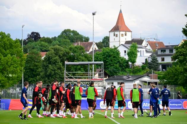 Belgium Media Activities UEFA EURO, EM, Europameisterschaft,Fussball 2024 12 06 2024 FREIBERG AM NECKA, GERMANY - JUNE 12 : Illustration picture of Red Devils during a training session of the Belgian Red Devils at the UEFA Euro 2024 European Football Championship tournament on June 12, 2024 in Freiberg am Necka, Germany, 12 06 2024 Freiberg am Necka Germany  Copyright: xPdvx