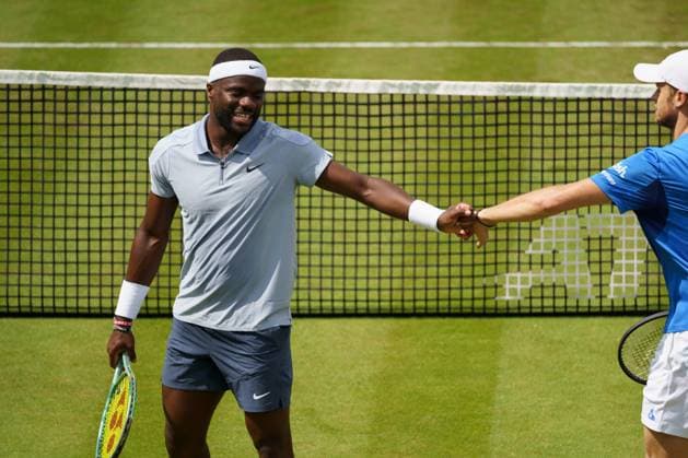 BOSS Open ATP, Tennis Herren 250 2024; Stuttgart, 12.06.2024 Frances Tiafoe (USA, Vereinigte Staaten von Amerika), Yannick Hanfmann (GER, Deutschland); BOSS Open 2024, ATP 250, Anlage des TC Weissenhof am 12.06.2024, Stuttgart. Copyright: xBEAUTIFULxSPORTSx Pajonkx