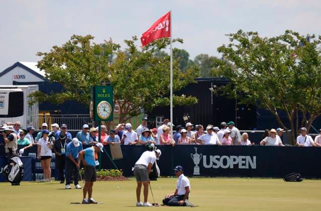 Golfers warm up during a practice round at the 124th U.S. Open golf championship at Pinehurst Resort & Country Club in Pinehurst, N.C. on Wednesday, June 12, 2024.  NCP20240612105 JOHNxANGELILLO