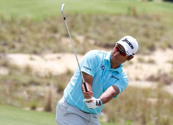 Tom Kim of South Korea watches his shot during a practice round at the 124th U.S. Open golf championship at Pinehurst Resort & Country Club in Pinehurst, N.C. on Wednesday, June 12, 2024.  NCP20240612107 JOHNxANGELILLO
