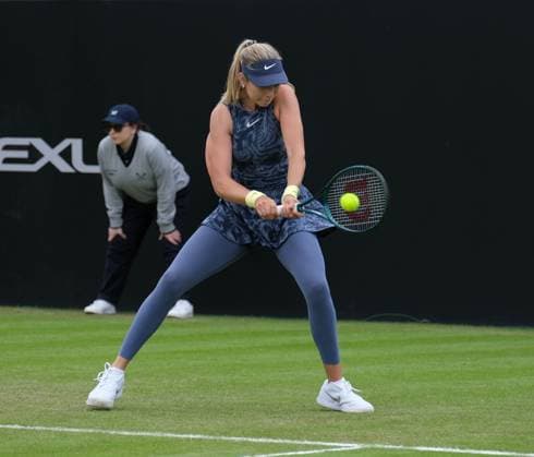 12th June 2024; Lexus Nottingham Tennis Centre, Nottingham, England; Rothesay Nottingham Open, Day 3; Katie Boulter plays a two handed backhand shot to Rebecca Marino, womens singles  ActionPlus1265373420240612 PaulxBonser