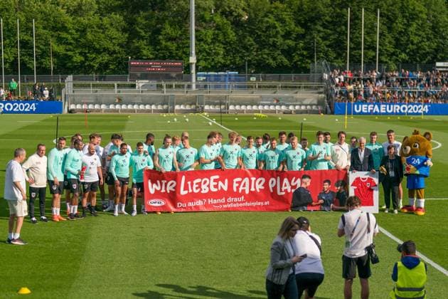 SOCCER - UEFA EURO, EM, Europameisterschaft,Fussball 2024 BERLIN,GERMANY,12.JUN.24 - SOCCER -UEFA EURO 2024, OEFB, Oesterreichischer Fussball-Bund, training. Image shows the team of AUT.  GEPAxpictures xJohannesxFriedl