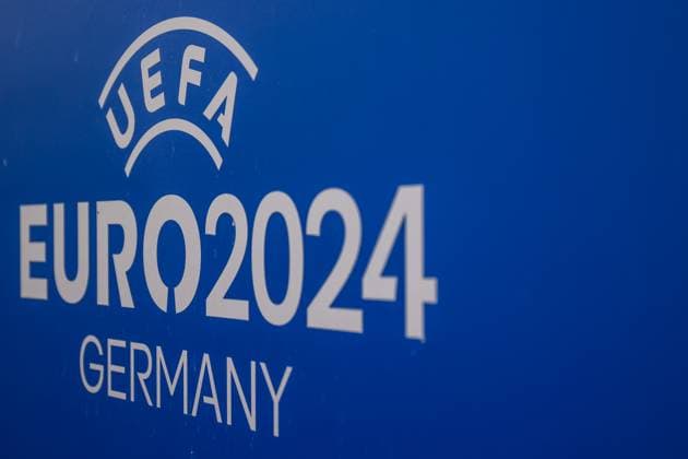 Fussball, UEFA EURO, EM, Europameisterschaft,Fussball 2024 Host City Düsseldorf vor dem Start der Europameisterschaft 2024 12.06.2024, Düsseldorf Logo der UEFA Euro 2024 Düsseldorf Nordrhein-Westfahlen Deutschland