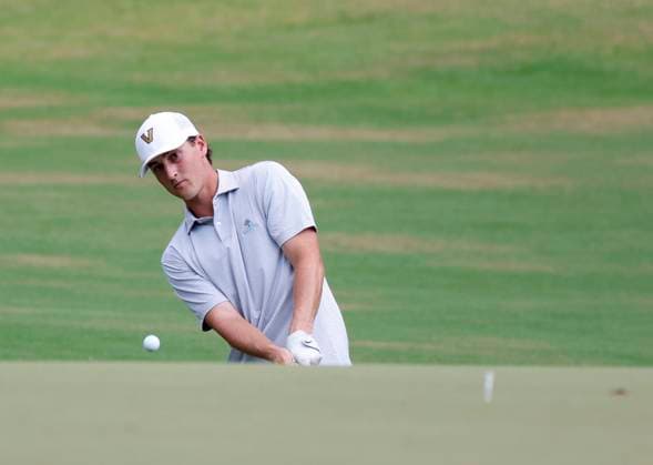 Amateur Wells Williams chips onto a green during a practice round at the 124th U.S. Open golf championship at Pinehurst Resort & Country Club in Pinehurst, N.C. on Wednesday, June 12, 2024.  NCP20240612119 JOHNxANGELILLO