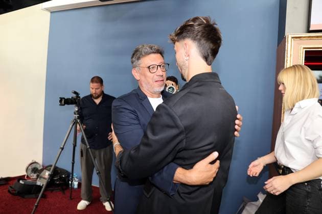 12.06.24 VfB Stuttgart Premierenveranstaltung Dokumentation VfBinTeam als Kinofilm Deutschland, Leonberg, 12.06.2024, Fussball, Bundesliga, VfB Stuttgart, Premierenveranstaltung Dokumentation VfBinTeam als Kinofilm im Traumpalast Kino Leonberg: v.l. Claus Vogt, Atakan Karazor.
