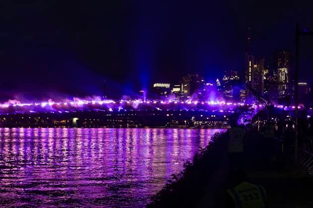 Lichtershow Flößerbrücke Frankfurt am Main zur Eröffnung der Fanmeile, 12.06.2024 Lichtershow Flößerbrücke Frankfurt, Frankfurt am Main, Weseler Werft, 12.6.2024 Copyright: xBEAUTIFULxSPORTS Gawlikx