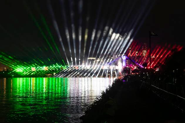Lichtershow Flößerbrücke Frankfurt am Main zur Eröffnung der Fanmeile, 12.06.2024 Lichtershow Flößerbrücke Frankfurt, Frankfurt am Main, Weseler Werft, 12.6.2024 Copyright: xBEAUTIFULxSPORTS Gawlikx