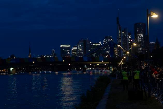 Lichtershow Flößerbrücke Frankfurt am Main zur Eröffnung der Fanmeile, 12.06.2024 Lichtershow Flößerbrücke Frankfurt, Frankfurt am Main, Weseler Werft, 12.6.2024 Copyright: xBEAUTIFULxSPORTS Gawlikx
