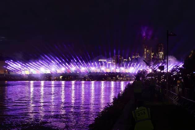 Lichtershow Flößerbrücke Frankfurt am Main zur Eröffnung der Fanmeile, 12.06.2024 Lichtershow Flößerbrücke Frankfurt, Frankfurt am Main, Weseler Werft, 12.6.2024 Copyright: xBEAUTIFULxSPORTS Gawlikx