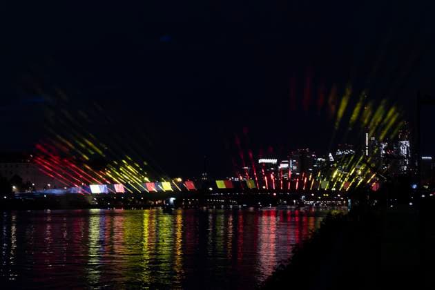 Lichtershow Flößerbrücke Frankfurt am Main zur Eröffnung der Fanmeile, 12.06.2024 Lichtershow Flößerbrücke Frankfurt, Frankfurt am Main, Weseler Werft, 12.6.2024 Copyright: xBEAUTIFULxSPORTS Gawlikx