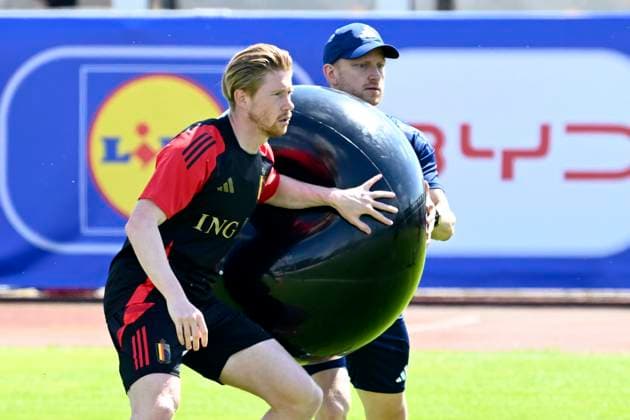 Belgium Media Activities UEFA EURO, EM, Europameisterschaft,Fussball 2024 13 06 2024 FREIBERG AM NECKA, GERMANY - JUNE 13 : De Bruyne Kevin forward of Belgium during a training session of the Belgian Red Devils at the UEFA Euro 2024 European Football Championship tournament on June 13, 2024 in Freiberg am Necka, Germany, 13 06 2024 Freiberg am Necka Germany  Copyright: xVincentxKalutx