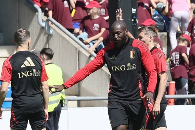 Belgium s Romelu Lukaku pictured during a training session of Belgian national soccer team Red Devils, Thursday 13 June 2024 at their base camp in Ludwigsburg, Germany, in preparation of the UEFA EURO, EM, Europameisterschaft,Fussball 2024 European Soccer Championships. The Red Devils play in Group F at the Euro 2024 European Championships in Germany. BRUNOxFAHY  x94457563_20240613x