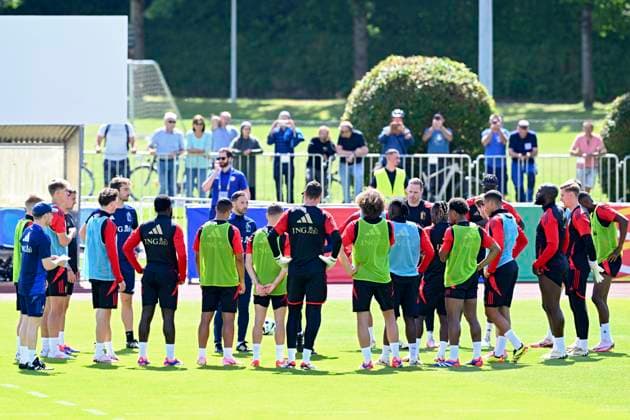 Belgium Media Activities UEFA EURO, EM, Europameisterschaft,Fussball 2024 13 06 2024 FREIBERG AM NECKA, GERMANY - JUNE 13 : players of Belgium during a training session of the Belgian Red Devils at the UEFA Euro 2024 European Football Championship tournament on June 13, 2024 in Freiberg am Necka, Germany, 13 06 2024 Freiberg am Necka Germany  Copyright: xVincentxKalutx