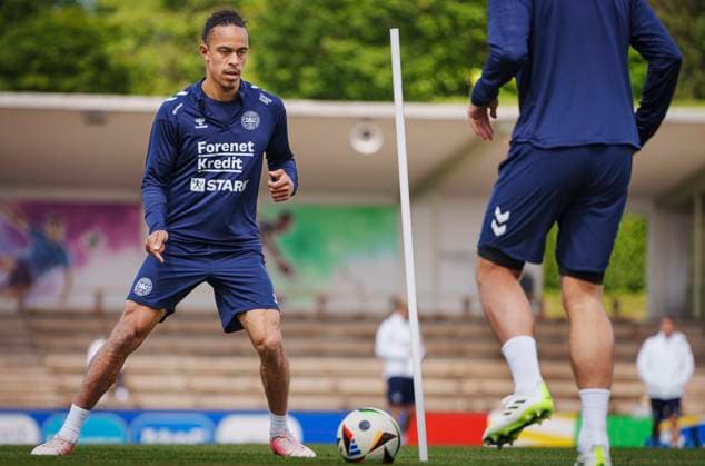 Danish player Yussuf Poulsen during the national team, Nationalteam s training in Freudenstadt, Germany, Thursday, June 13, 2024. Denmark plays its first match on Sunday against Slovenia in the EURO 2024 Group C. (Photo: Liselotte Sabroe Ritzau Scanpix) , Freudenstadt Tyskland Copyright: Ritzau Scanpix LiselottexSabroex spdk20240613-113308-L