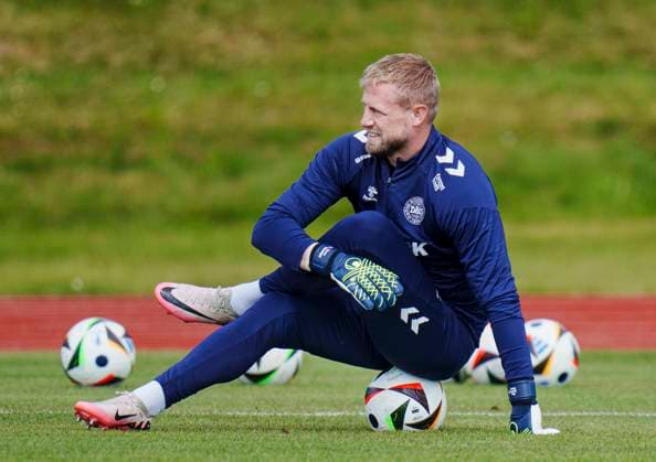 Danish goalkeeper Kasper Schmeichel during the national team, Nationalteam s training in Freudenstadt, Germany, Thursday, June 13, 2024. Denmark plays its first match on Sunday against Slovenia in EURO 2024 Group C. (Photo: Liselotte Sabroe Ritzau Scanpix) , Freudenstadt Tyskland Copyright: Ritzau Scanpix LiselottexSabroex spdk20240613-115717-L