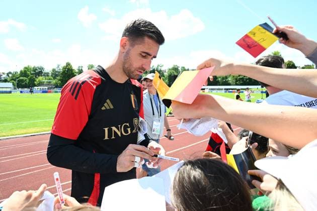 Belgium Media Activities UEFA EURO, EM, Europameisterschaft,Fussball 2024 13 06 2024 FREIBERG AM NECKA, GERMANY - JUNE 13 : Casteels Koen goalkeeper of Belgium during a training session of the Belgian Red Devils at the UEFA Euro 2024 European Football Championship tournament on June 13, 2024 in Freiberg am Necka, Germany, 13 06 2024 Freiberg am Necka Germany  Copyright: xVincentxKalutx